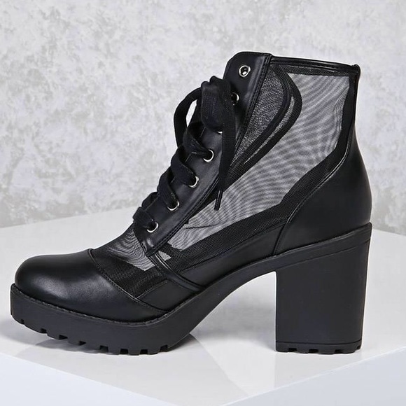 Forever 21 Black Mesh Ankle Boots - Picture 1 of 5
